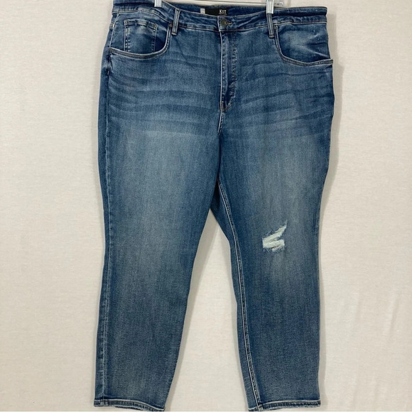 KUT Naomi Fab Ab High Rise Girlfriend Straight Leg Distressed Jeans size 24W - Picture 1 of 11